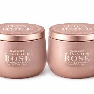 Set of 2 Trader Joe's Rose Scented Candle New in Rose Gold Tin Limited Edition